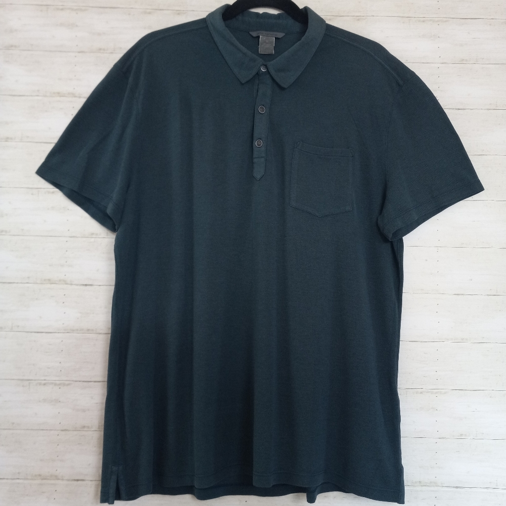 John Varvatos Pique Silk Blend Pocket Polo XL Blue